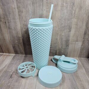 Hydrojug Shkr Shaker Mint Beverage Tumbler Cup Straw 2 Lid Combo Textured